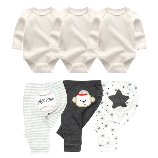 Conjunto de roupas de bebê menina de algodão, bodies e calças para uso diário. Macio e respirável, ideal para a pele delicada da sua bebê! — foto 2