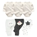 Conjunto de roupas de bebê menina de algodão, bodies e calças para uso diário. Macio e respirável, ideal para a pele delicada da sua bebê! — foto 2