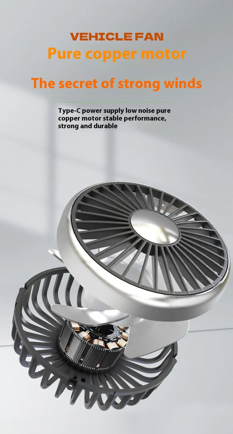 Title 5, Car double-headed seat fan with light and hose,...