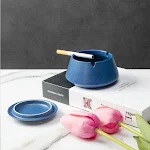 Ceramic Ashtray with Cover for Household Living Room Windproof Stylish and Functional Home Accessory — photo 4