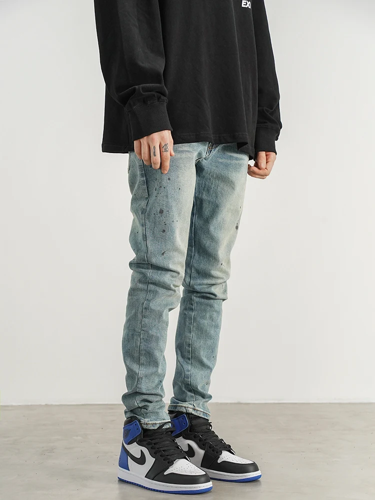 Title 4, Slim-fit Jeans With Hand-Splashed Ink, a unique...