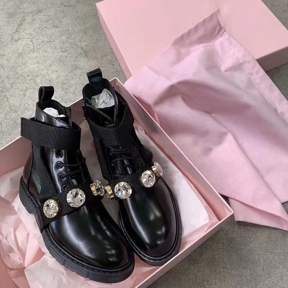Title 6, Womens Flat Rhinestone Martin Boots and Nude f...