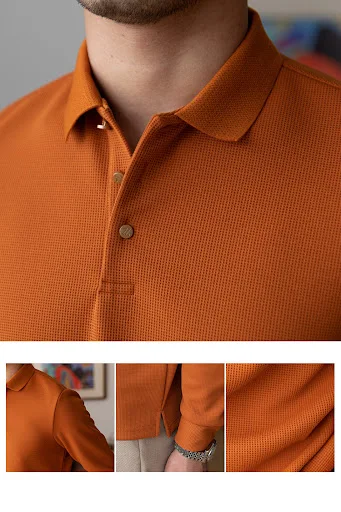 Title 25, Nieuwe retro polo met lange mouwen, effen kleur...