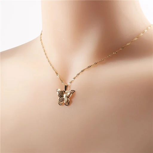 Title 3, Colar Borboleta Simples Feminino Joia de Moda D...