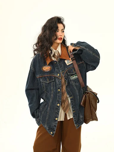 Title 9, Vintage Denim Jacket Mens and Womens Motorcyc...