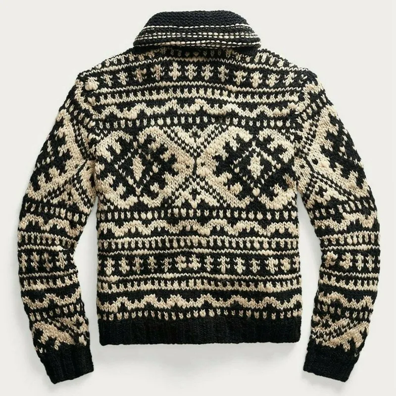 Men's Jacquard Knit Jacket with Lapel and Long Sleeves, a Versatile Sweater for Stylish Warmth, Perfect for Layering and — photo 4