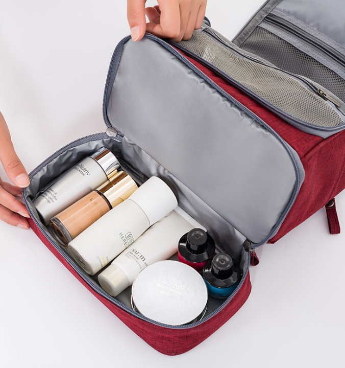 Bolsa de cosméticos grande, impermeável, catiônica, com duas camadas, para uso seco e molhado. Ampla capacidade ideal para viagens. — foto 9