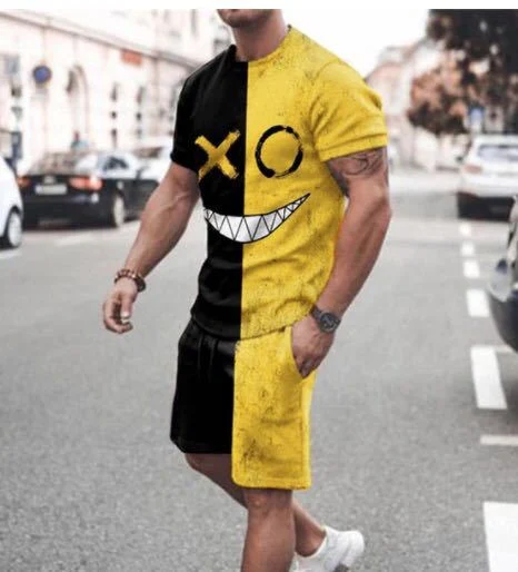 Conjunto esportivo masculino com camiseta de manga curta impressa em 3D. Respirável, leve e perfeito para esportes e treinos. Conforto e estilo. — foto 6