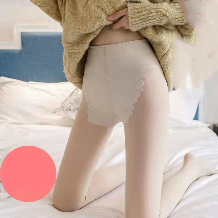 Damen Fleece Strumpfhose mit hohem Bund für Wärme. Bequeme, warme Thermoleggings für kalte Tage. Perfekt unter Kleidung. — foto 2