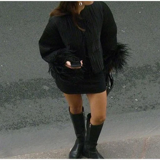 Title 10, Pure Color Tied Feather Jacket Coat for Women. ...