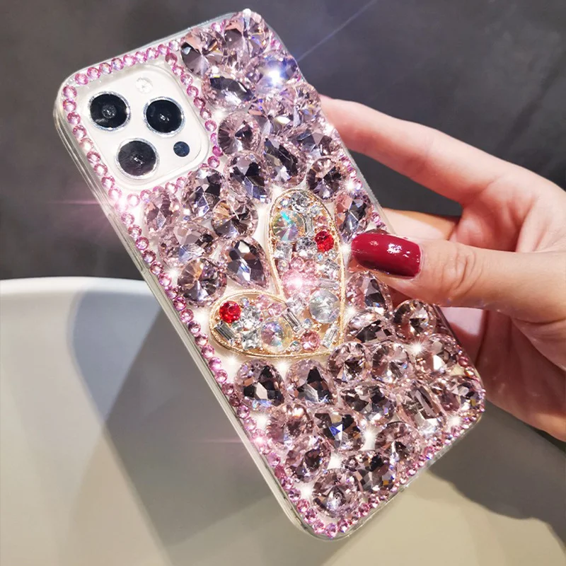 Title 10, Capa completa para celular com diamantes Amor T...