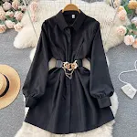 Vestido Camisa Branco com Fivela de Metal Sofisticação e Frescor para o Verão Perfeito para um Look Casual Chique ou Formal Conforto e Estilo — foto 6