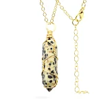 Collar con colgante de bala de piedra natural envuelto a mano, cristal de columna hexagonal para equilibrio y protección. — foto 37