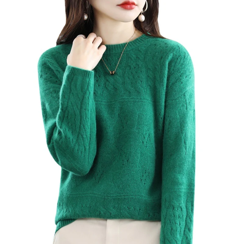 Title 7, Womens Heavy Industry Jacquard Round Neck Pure...