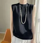 Colete de suéter de seda gelada com gola redonda de verão feminino Frescor e conforto para o verão Leve e respirável Perfeito para climas quentes Estilo e elegância — foto 10