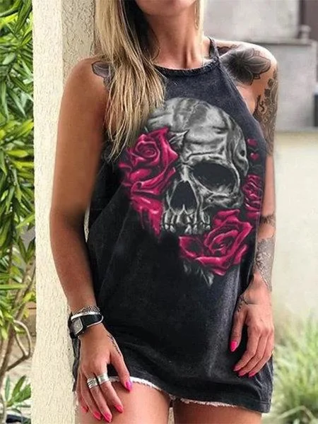 Title 3, Loose printed sleeveless cotton shirts and tops...