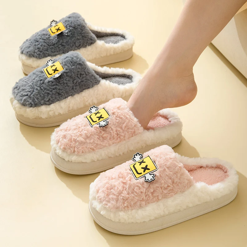 Title 2, Cartoon Plush Cotton Slippers Womens Winter Wa...