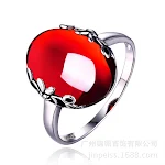 Conjunto de joias em prata S925 com zircônia vermelha retrô para noivas, moda de luxo. Joias de prata no atacado, ideal para casamentos. — foto 7
