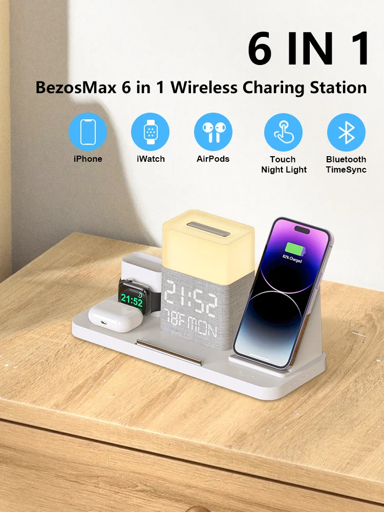 Title 1, 6-in-1 Wireless Charging Set Touch Night Light ...
