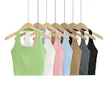 Regata Halter Feminina Verão Slim-fit Cor Sólida Conforto e Estilo para o Verão Top Sem Mangas Leve e Fresco Ideal para Looks Modernos e Despojados — foto 17
