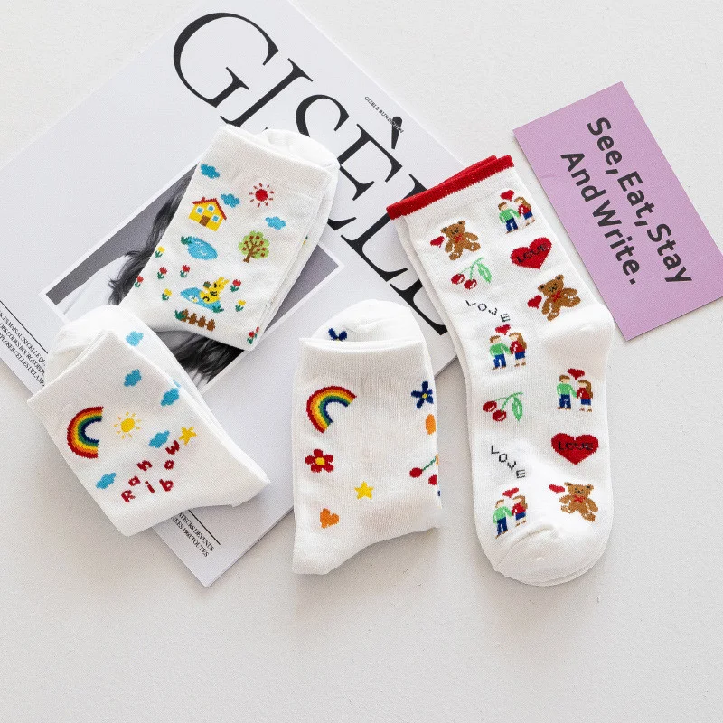 Title 2, Female Ins Fashionable Tube Socks Cute Loving R...