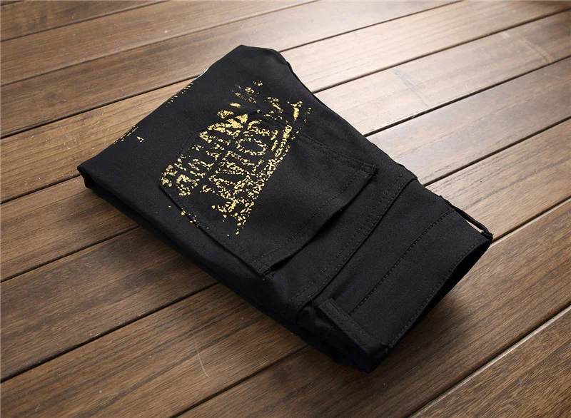 Title 14, Heren Jeans Slim Graffiti Print Plus Size. Comf...