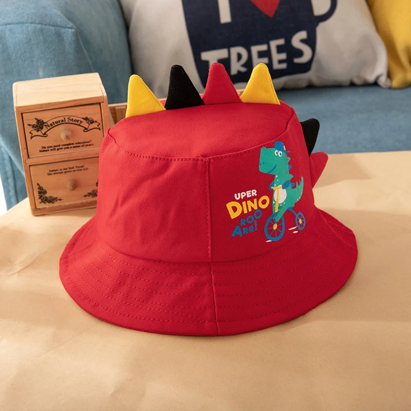 Chapéu de pescador infantil de dinossauro de desenho animado para primavera verão, ideal para viagens e protege do sol. — foto 4