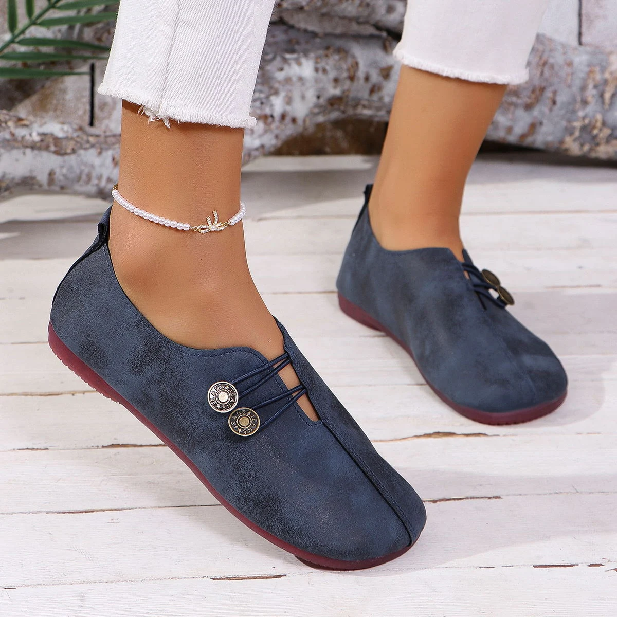 Title 5, Summer Low-cut Slip-on Shoes for Plus Size Wome...