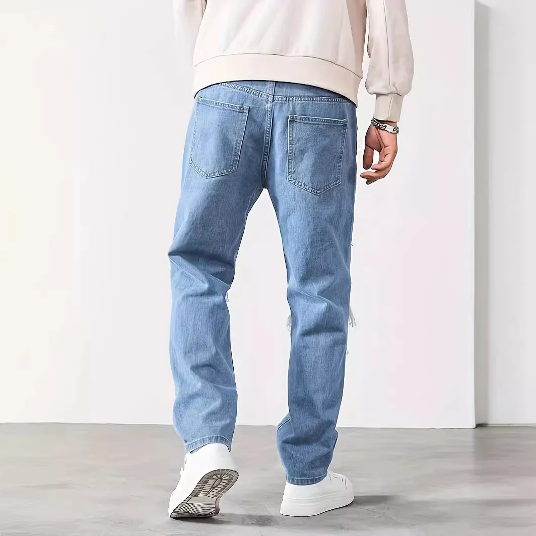 Ripped Men's Fashion Korean Style Scrape Cropped Pants Stylish Comfortable Modern Fit Casual Wear Streetwear Trendy — photo 5