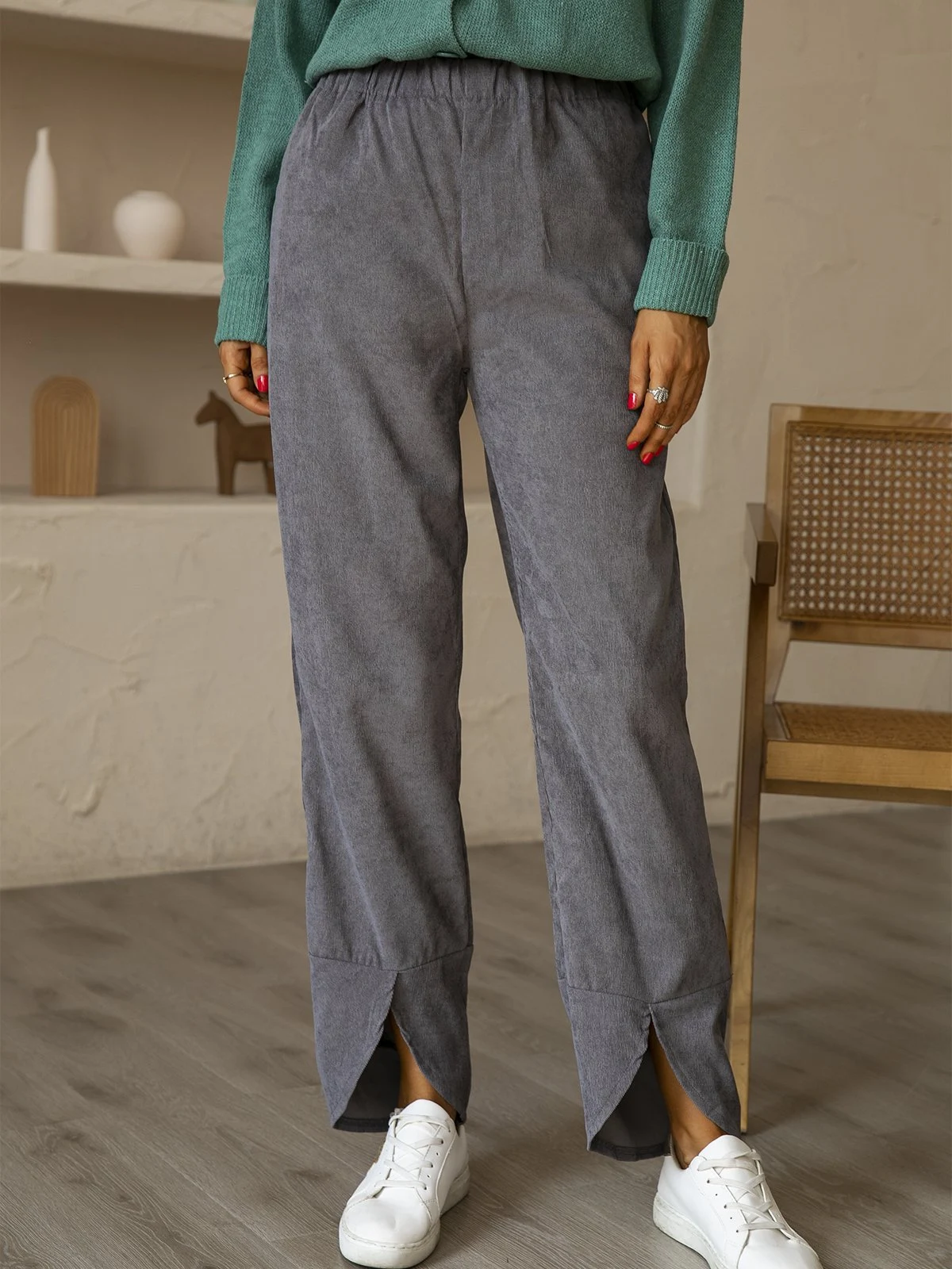 Autumn and Winter Thick Corduroy Elastic Waist Straight Casual Pants. Comfortable, stylish and versatile, perfect for ev — photo 5