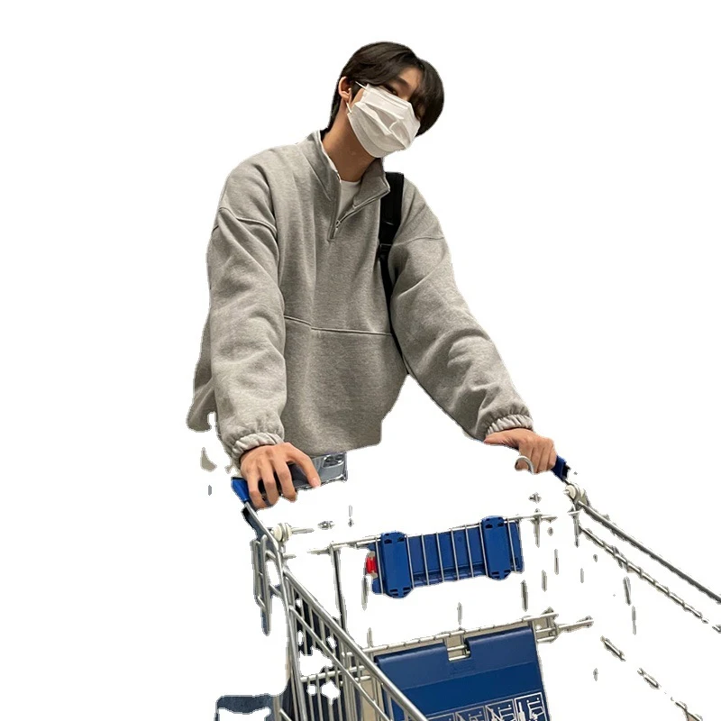 Suéter masculino com meio zíper Casaco de fácil combinação Peças de roupa versáteis Conforto e estilo para o dia a dia — foto 5