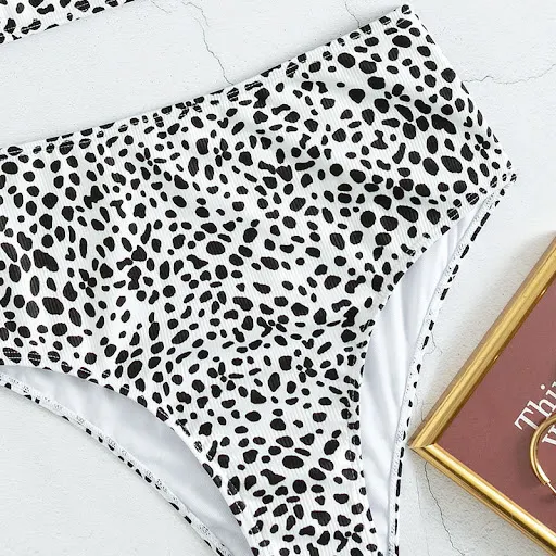Title 4, Womens Split Swimsuit Retro Dots High Waist. E...