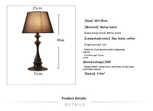 Title 3, Retro Bedside Lamp for Bedroom, Table, Office, ...