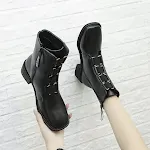 New Square Toe Thick Heel Side Zipper Short Boots. Stylish, comfortable boots perfect for everyday wear and adding flair — photo 2
