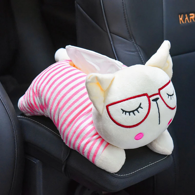 Title 7, Creative Cartoon Plush Cute Car Armrest Box wit...