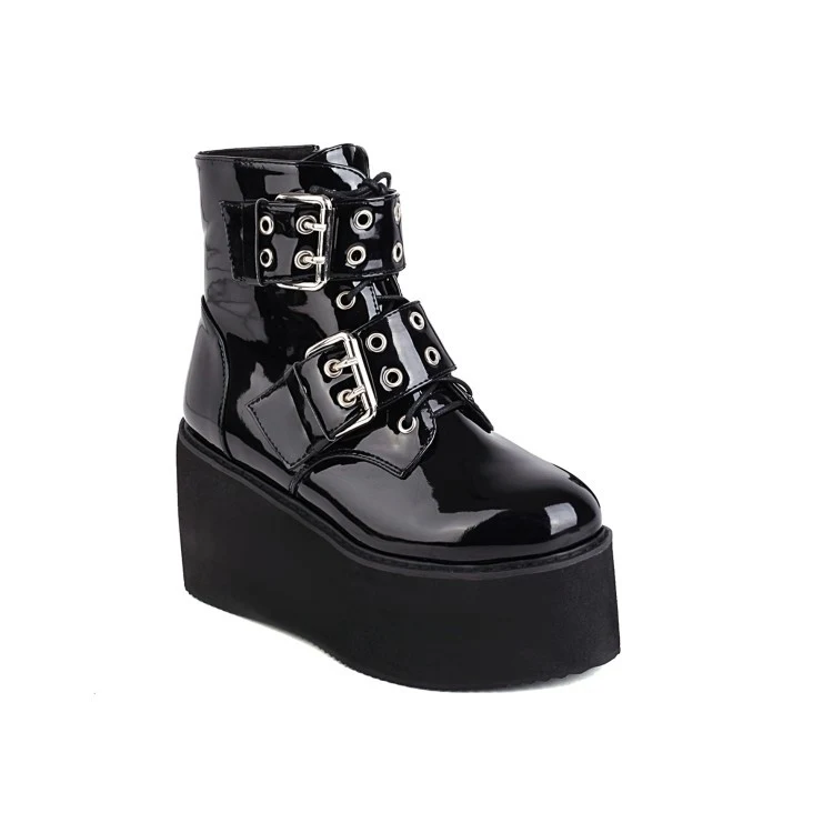 Women's Ankle Boots Coffee Rain Boots Belt Thick Bottom Side Zip Round Toe Muffin Heel Waterproof Comfortable Boots. — photo 22