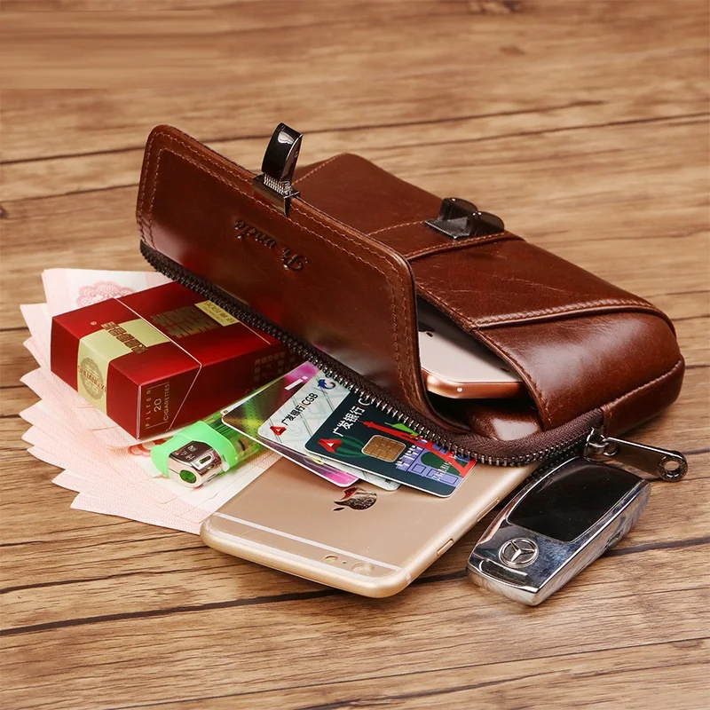 Title 2, Mens small waist bag, retro cowhide, vertical,...