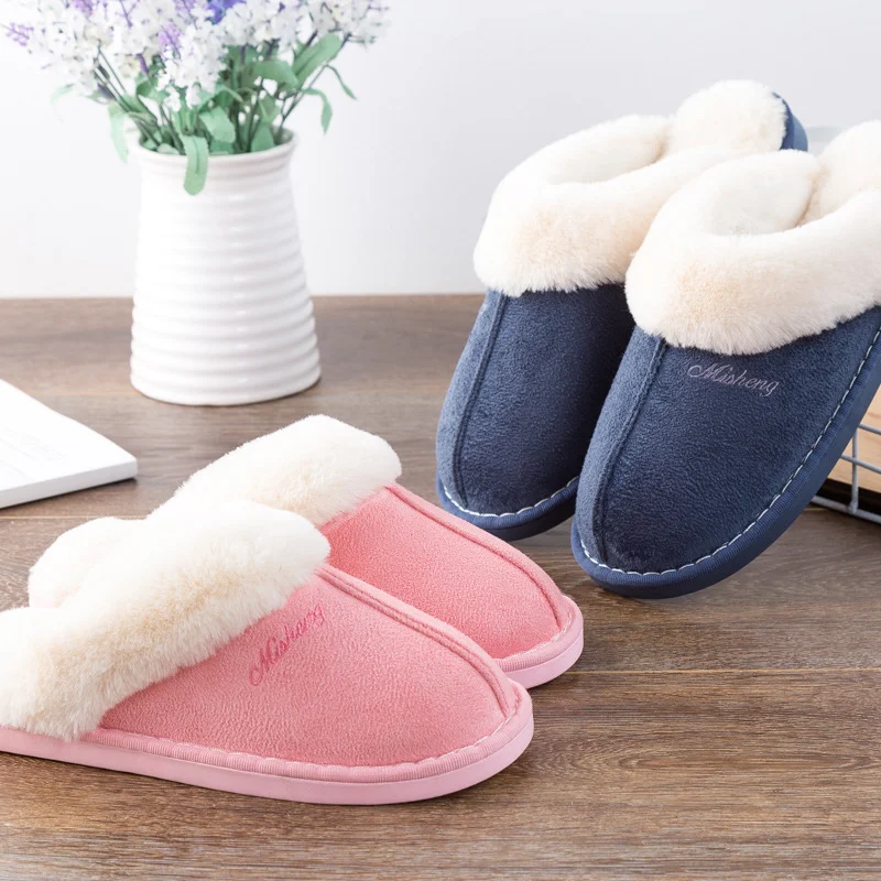 Title 2, Thermal plush indoor lovers non-slip cotton sli...