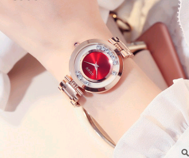 Relógio feminino de quartzo com mostrador de strass rodado e pulseira, moda e temperamento. Um acessório elegante para mulheres. — foto 11