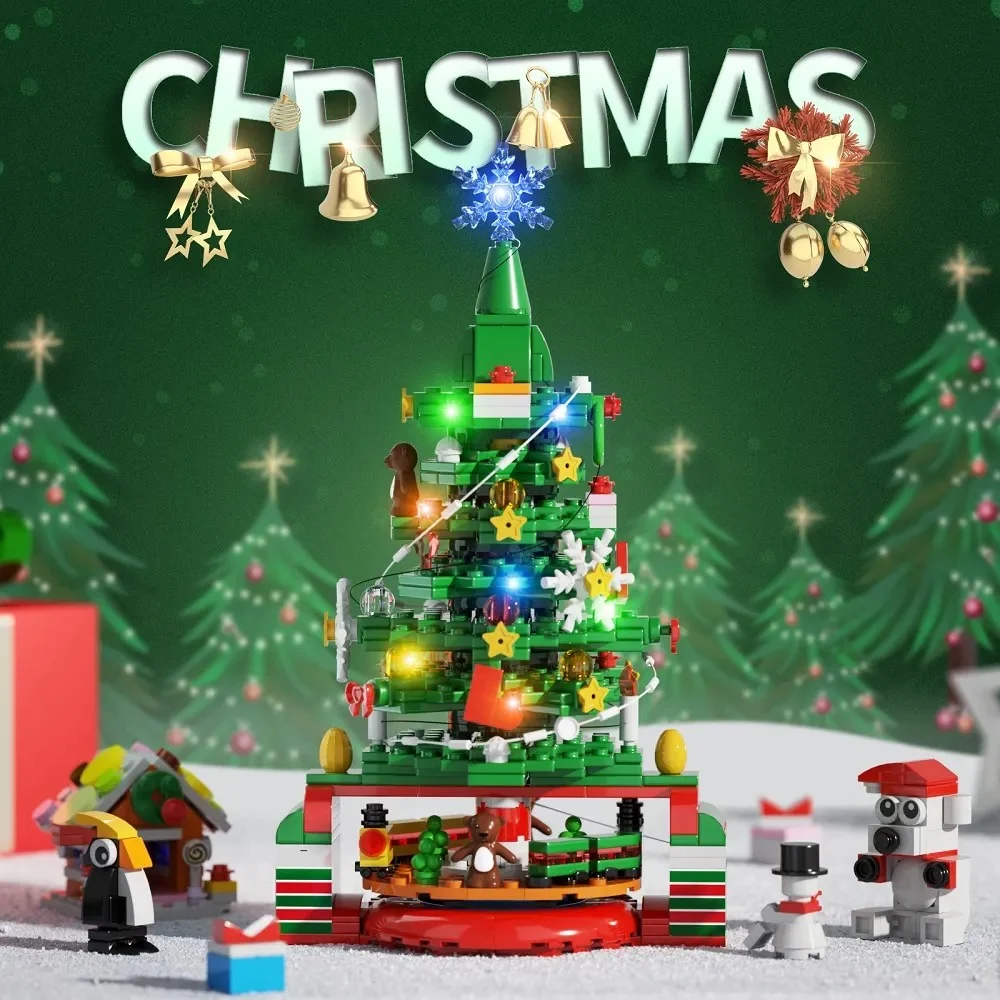 Christmas Building Blocks Sweet House People Floating Snow Rotating Music Box for a delightful and magical holiday exper — photo 14