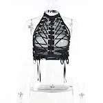 Women's Summer Dark Style New Bandage Mesh See-through Vest — photo 1