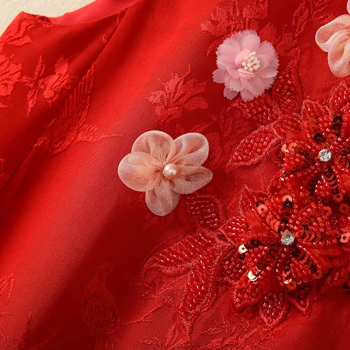 Title 6, Stand Collar Three-dimensional Flower Embroider...