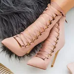 Strappy high heel nude boots – elevate any outfit with these stylish boots. Perfect for adding a touch of sophistication — photo 4