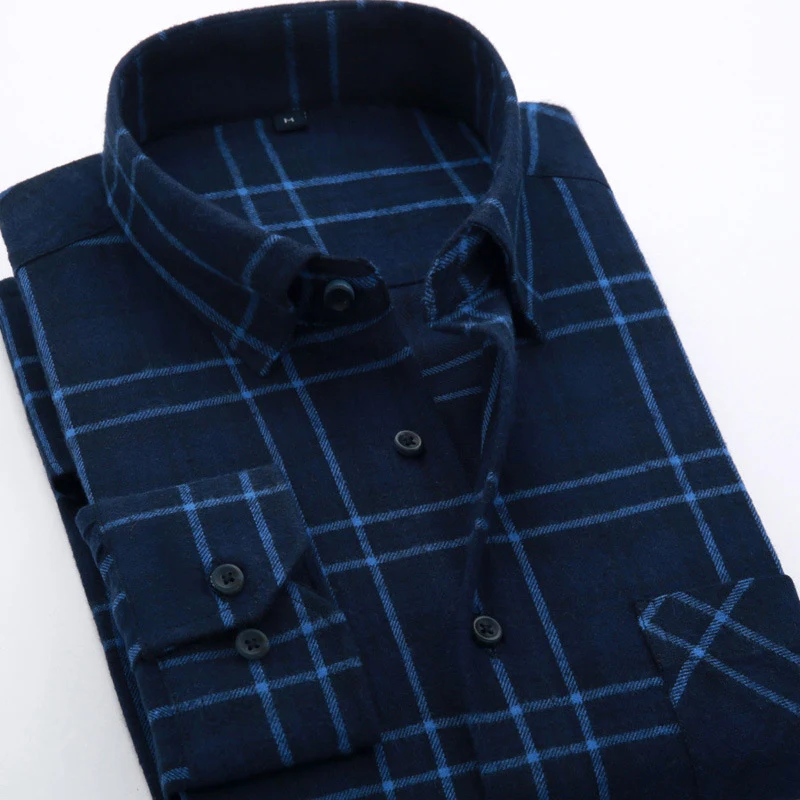 Camisa de flanela de algodão escovado de manga longa, perfeita para o uso diário, macia e confortável, ideal para o conforto no inverno. — foto 8