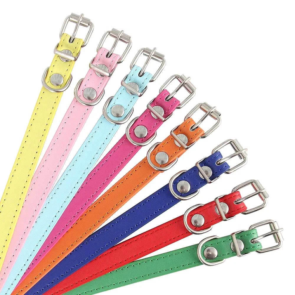 Title 8, Colorful Leather Puppy Cat Collar Cute Kitten N...
