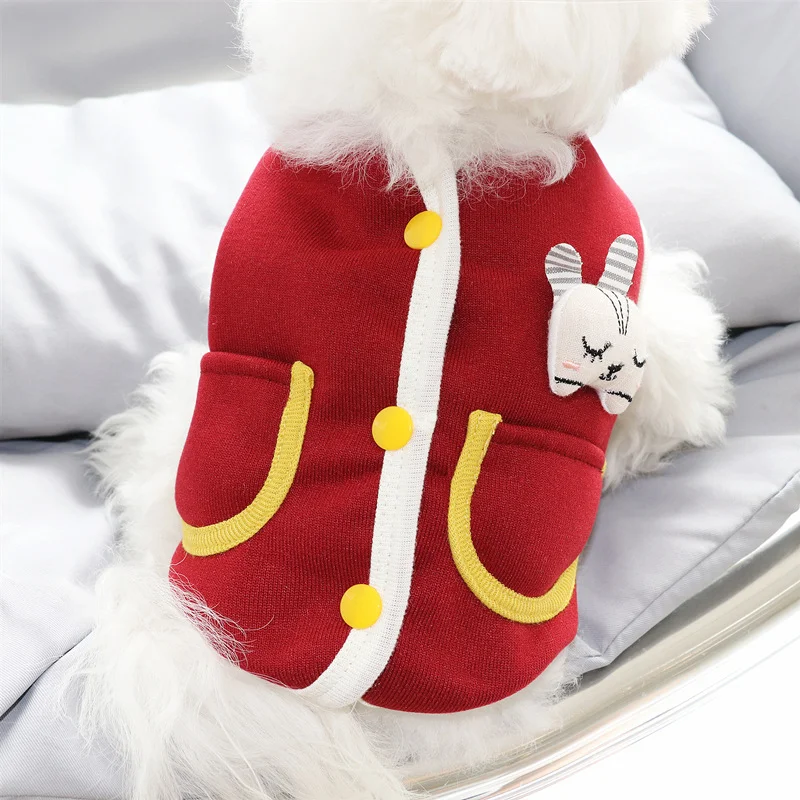 Rabbit Cardigan Sweater Puppy Dog Clothes Warm and Cozy Dog Apparel Cute Sweater for Small Dogs Comfortable Clothing for — photo 2