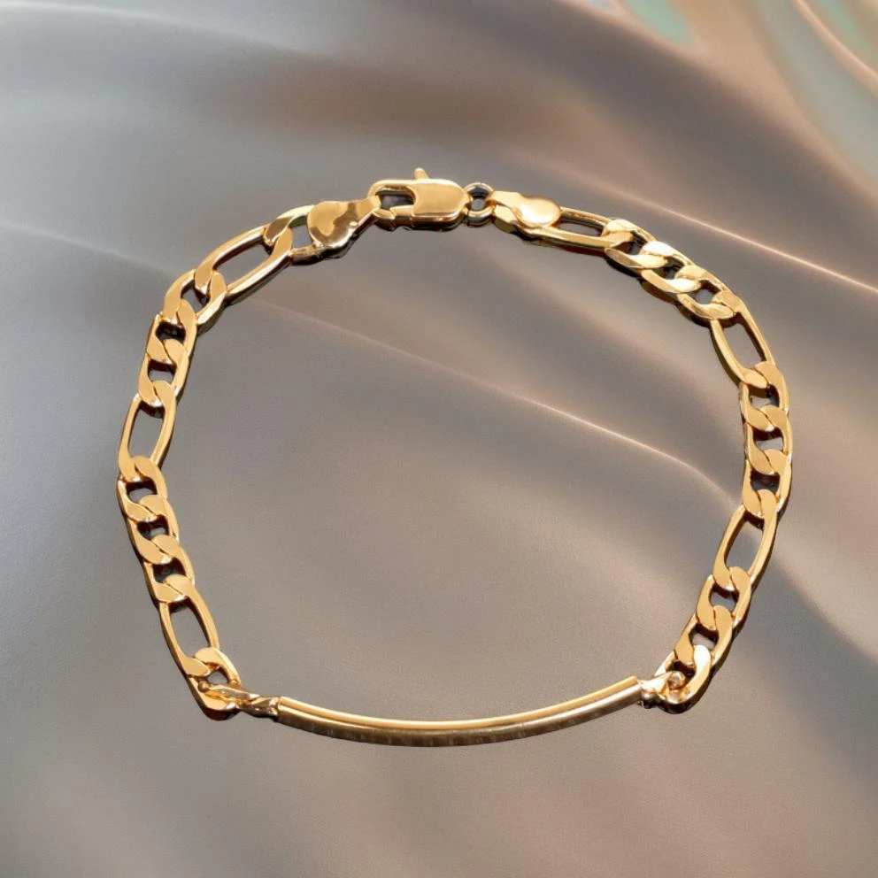 Title 4, Pulseira Curva Banhada a Ouro 18K Estilo Hip Ho...
