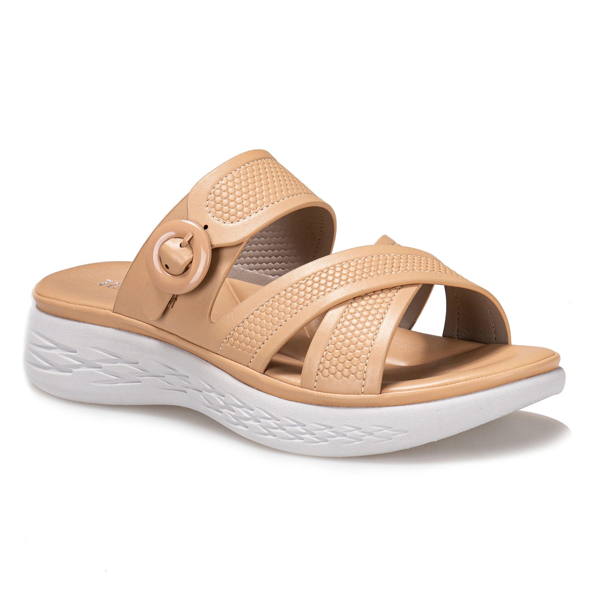 Dames strandsandalen met metalen gesp, massage en spons. Ideaal voor vakantie en strandplezier. — foto 5