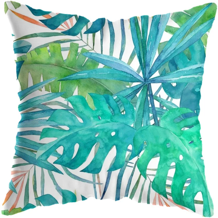 Capa de almofada de planta tropical para sofá da sala de estar, transforme seu ambiente com um toque natural e elegante. — foto 1