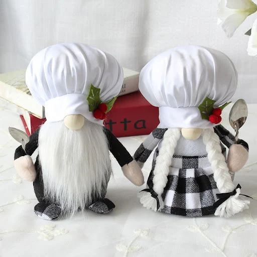 Title 2, Chef Plush Black and White Plaid Faceless Doll ...